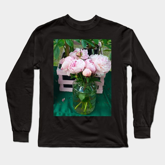 Pink Peonies 2 Long Sleeve T-Shirt by ephotocard